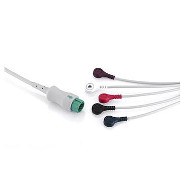 迈瑞 Mindray 12针5导一体式心电电缆AHA按扣式